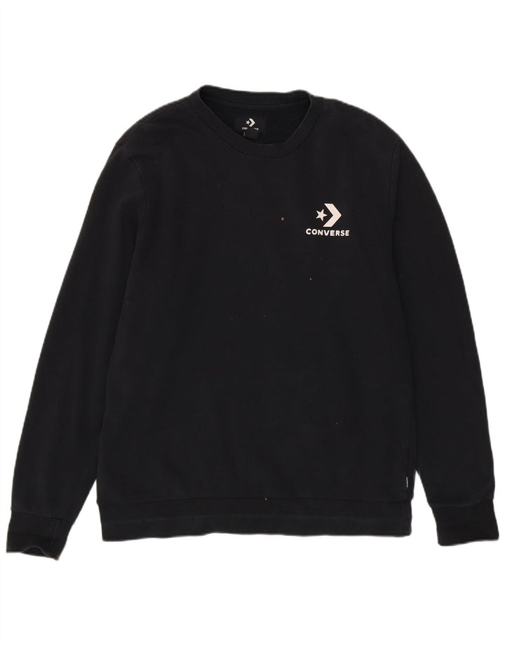 Converse Mens Sweatshirt Jumper Medium Black Cotton