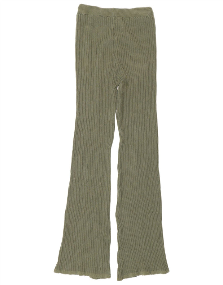 Zara Womens Knit Flare Leggings UK 12 Medium Green Polyester
