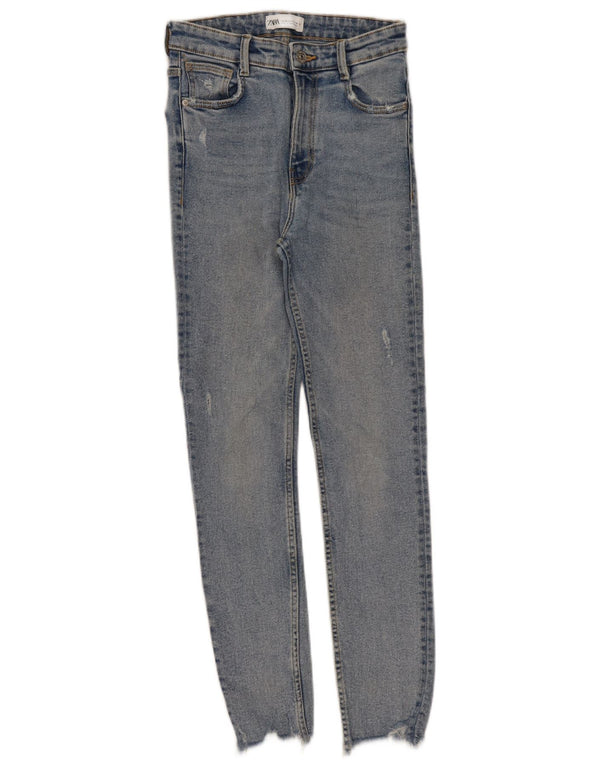 Zara Womens Distressed High Waist Skinny Jeans EU 36 XS W26 L27 Blue