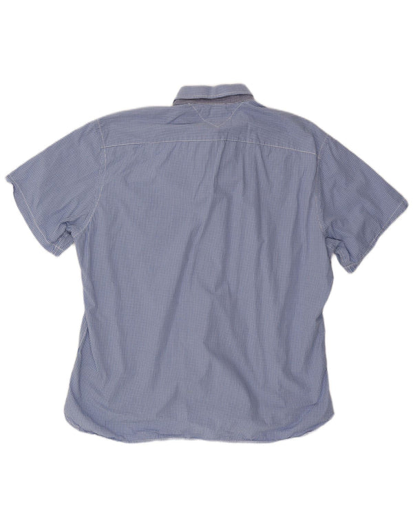 TOMMY HILFIGER Mens Custom Fit Short Sleeve Shirt 2XL Blue Gingham Cotton