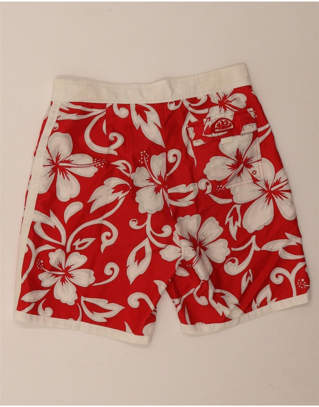 Sundek Mens Swimming Shorts Medium Red Floral Polyester