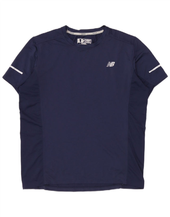 NEW BALANCE Mens T-Shirt Top Medium Navy Blue Polyester