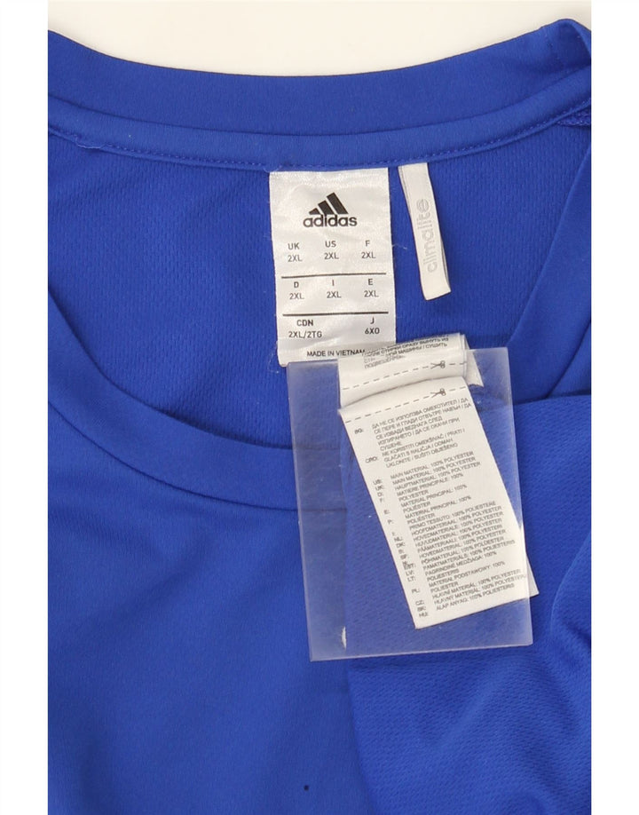 Adidas Mens Climalite T-Shirt Top 2XL Blue Colourblock Polyester