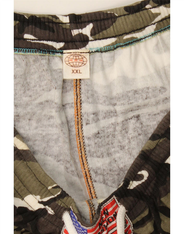 VINTAGE Mens Tracksuit Trousers 2XL  Green Camouflage