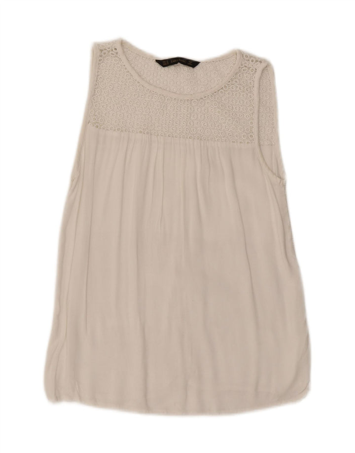 ZARA Womens Sleeveless Blouse Top UK 14 Medium White