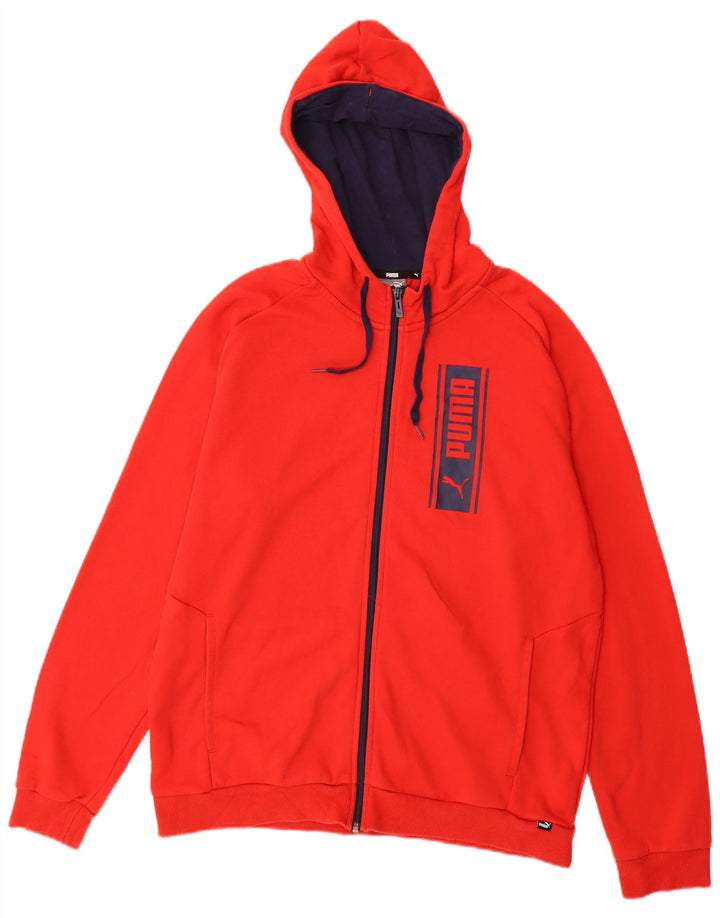 PUMA Mens Zip Hoodie Sweater Large Red Cotton