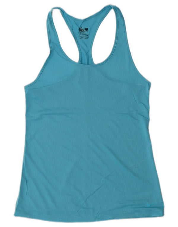 NIKE Womens Dri Fit Slim Fit Vest Top UK 8 Small Blue Polyester
