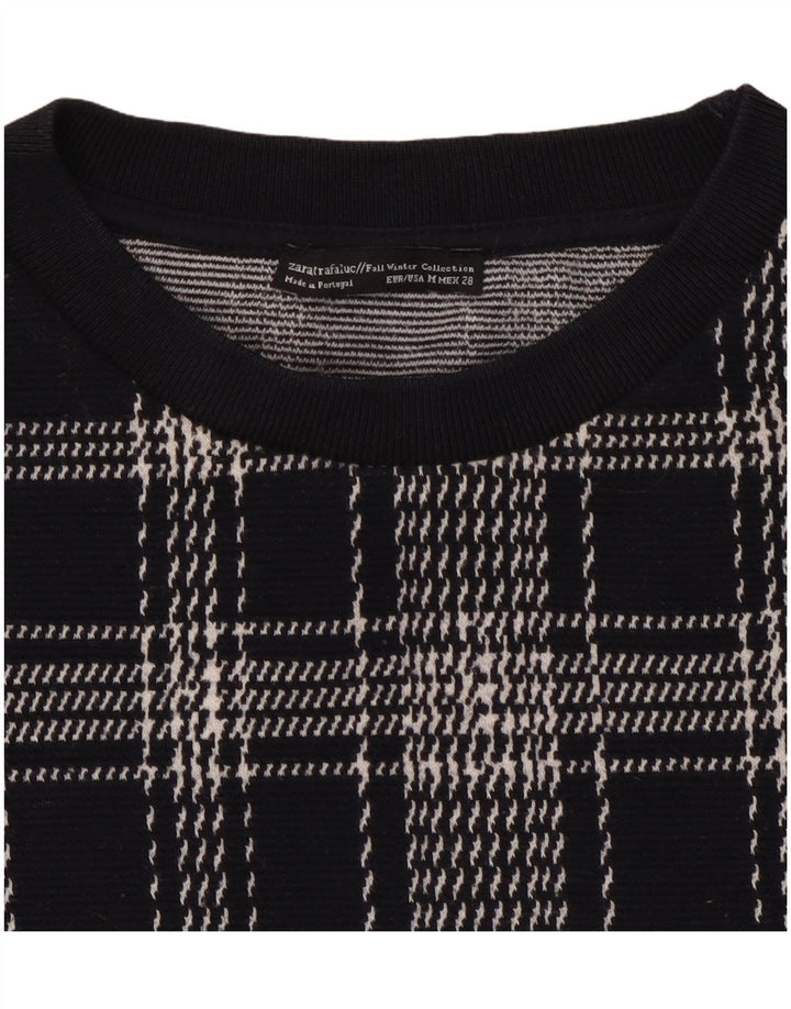 ZARA Womens Sweatshirt Jumper UK 14 Medium Navy Blue Check