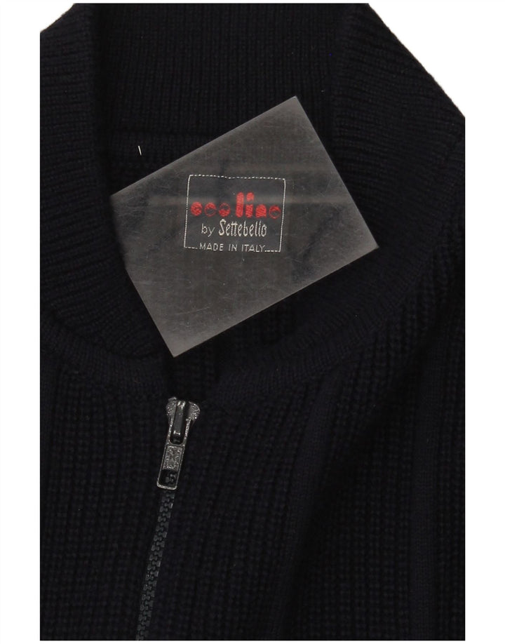 Settebello Mens Cardigan Sweater Large Navy Blue Wool