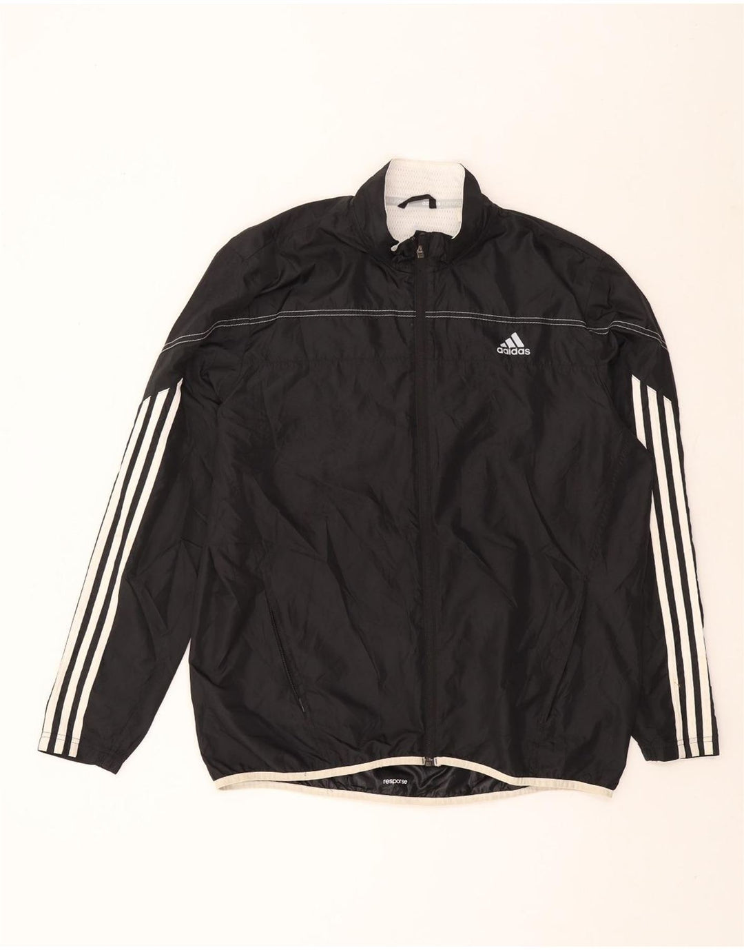 ADIDAS Mens Tracksuit Top Jacket Large Black Polyester