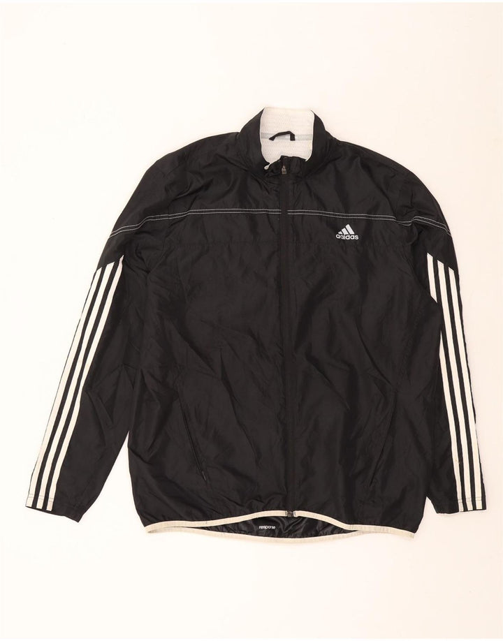 ADIDAS Mens Tracksuit Top Jacket Large Black Polyester