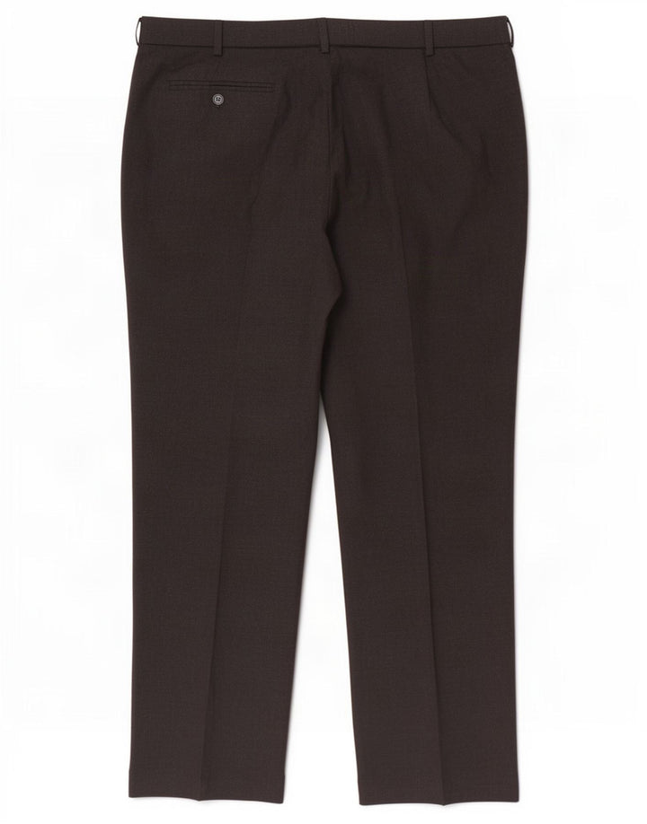 Marks & Spencer Mens Straight Suit Trousers W42 L33 Black Polyester