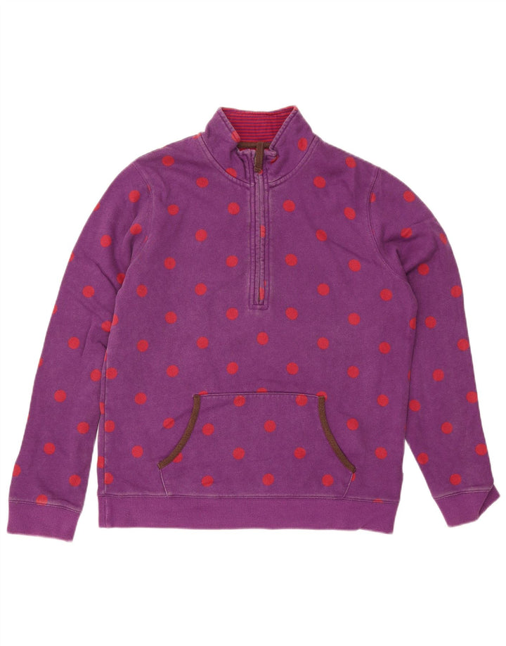 BODEN Womens Zip Neck Sweatshirt Jumper UK 12 Medium Purple Polka Dot