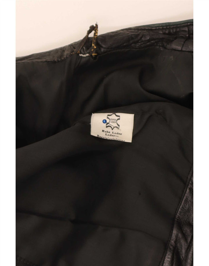 Vintage Womens 2 Button Leather Blazer Jacket UK 10 Small Black
