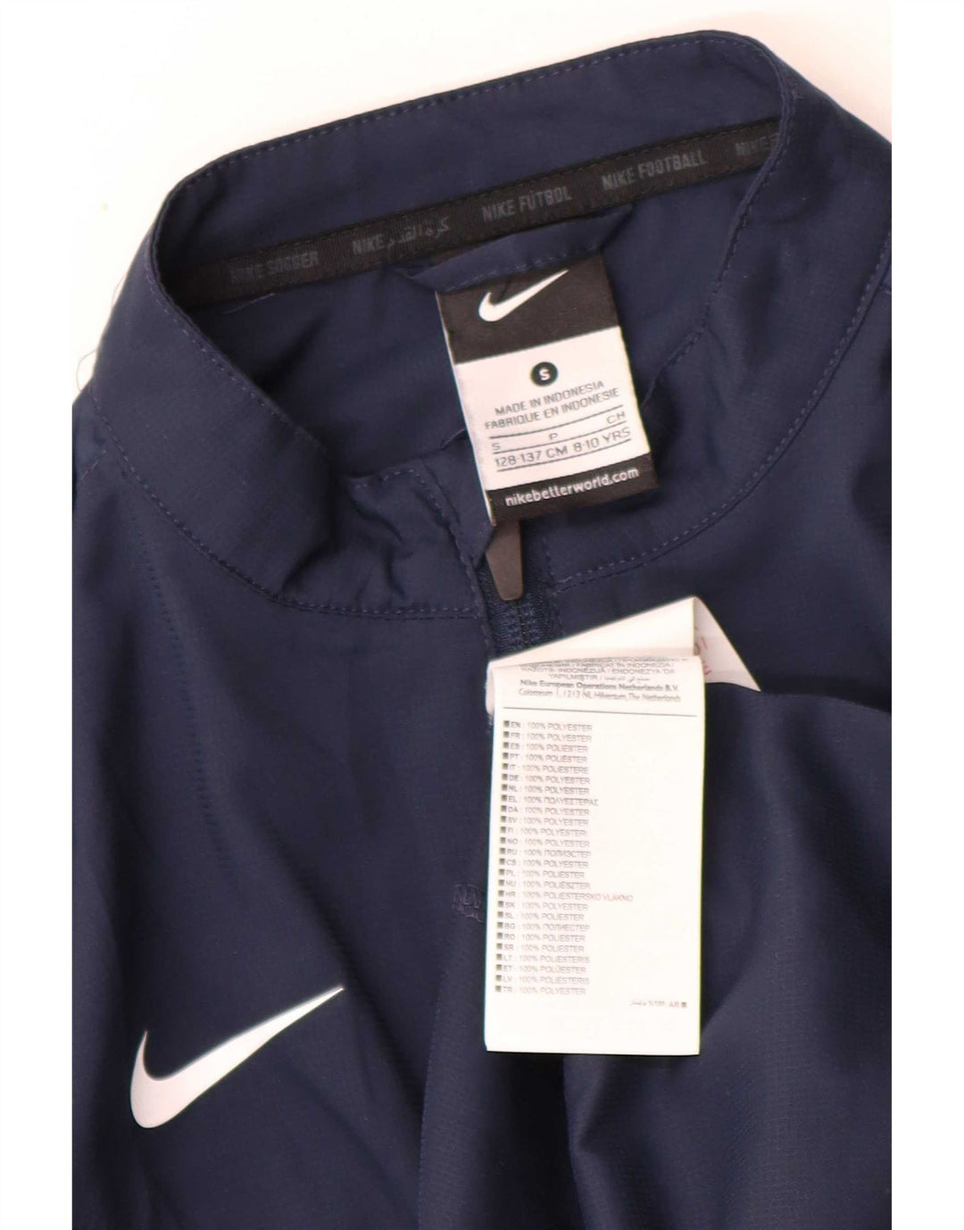 Nike Boys Tracksuit Top Jacket 8-9 Years Small Navy Blue Polyester