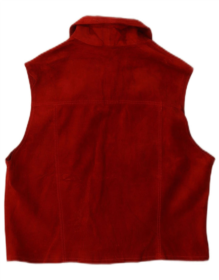 Vintage Womens Suede Gilet UK 14 Large Red Leather