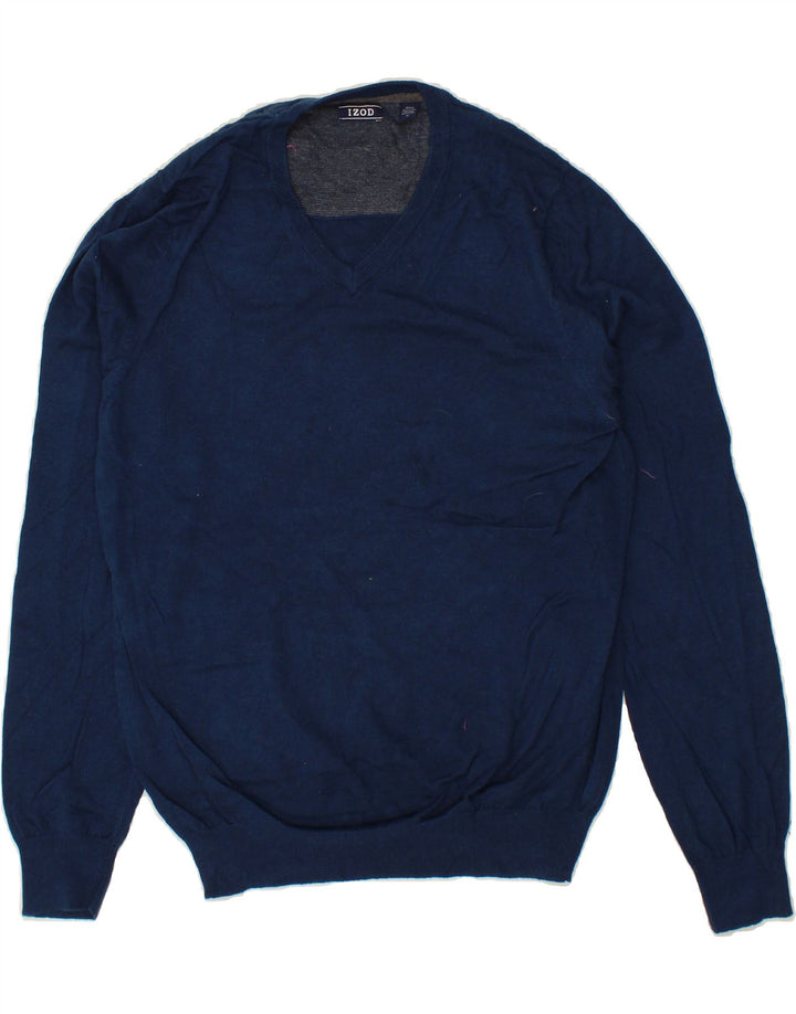 IZOD Mens V-Neck Jumper Sweater Medium Navy Blue Vintage Izod and Second-Hand Izod from Messina Hembry 