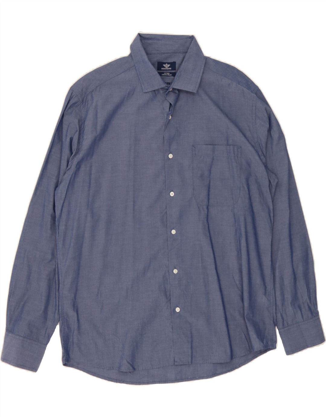DOCKERS Mens Fitted Shirt Size 16 1/2 Large Blue Cotton Vintage Dockers and Second-Hand Dockers from Messina Hembry 