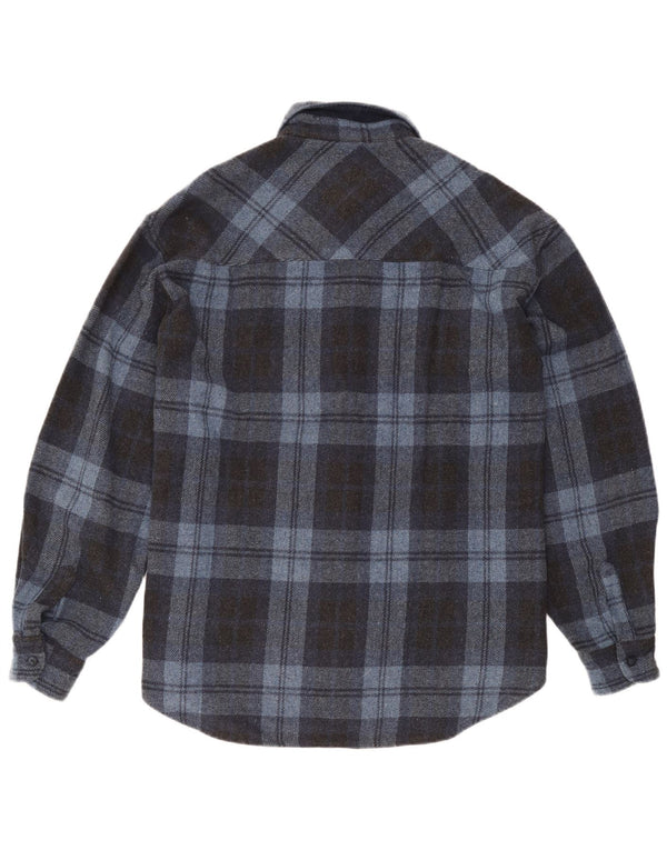 Conte of Florence Mens Overshirt Shirt XL Blue Check Wool