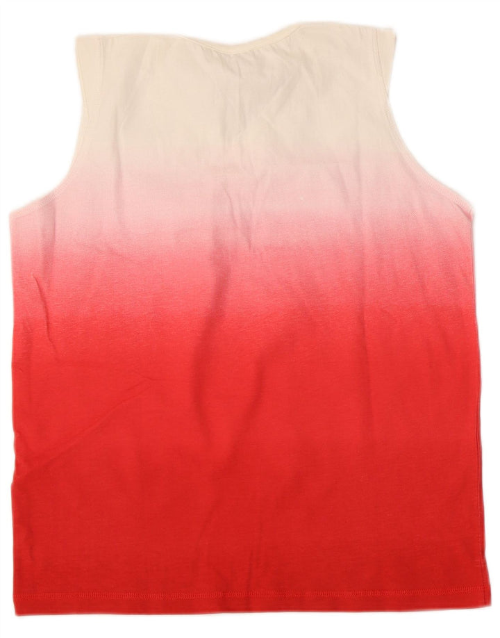 CHAMPION Womens Vest Top UK 12 Medium Red Colourblock Cotton