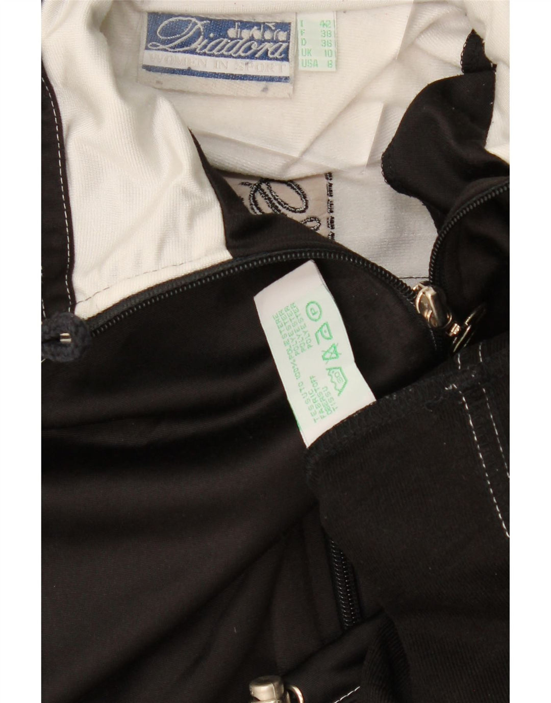 DIADORA Womens Graphic Tracksuit Top Jacket UK 10 Small Black Colourblock