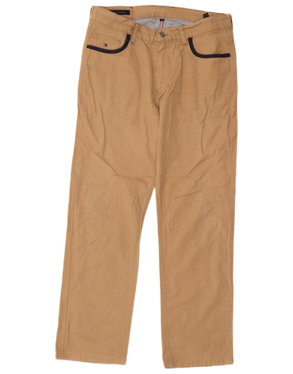 TOMMY HILFIGER Mens Straight Casual Trousers W33 L29 Beige Cotton