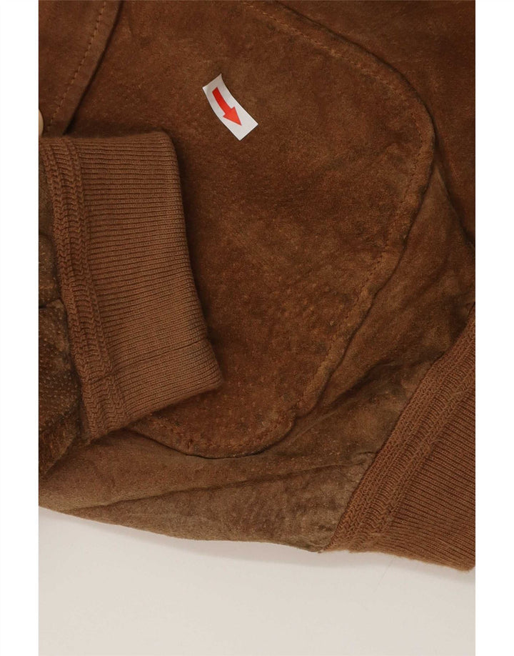 Essebi Mens Suede Bomber Jacket IT 54 2XL Brown Leather