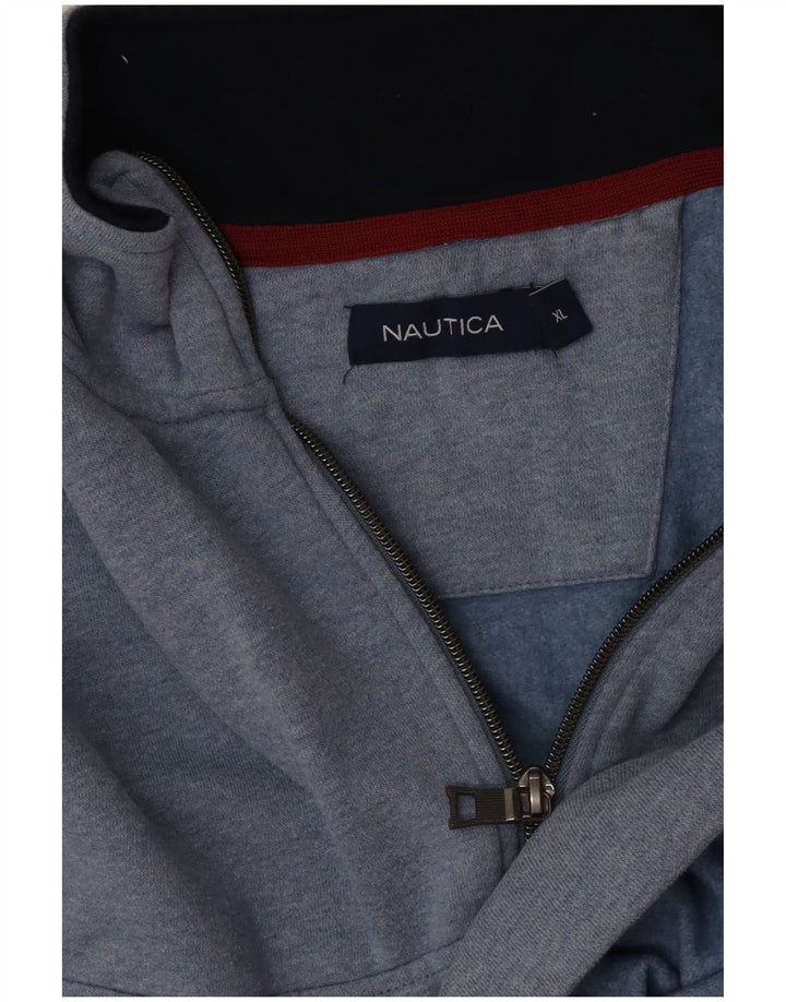 Nautica Mens Zip Neck Sweatshirt Jumper XL Blue