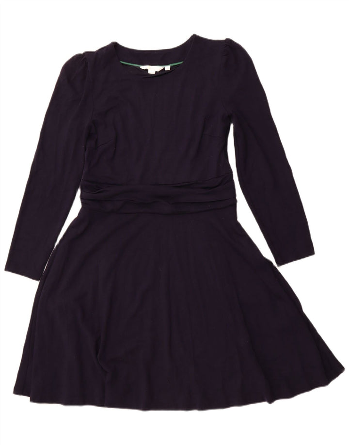 BODEN Womens Long Sleeve A-Line Dress UK 14 Medium Navy Blue Viscose