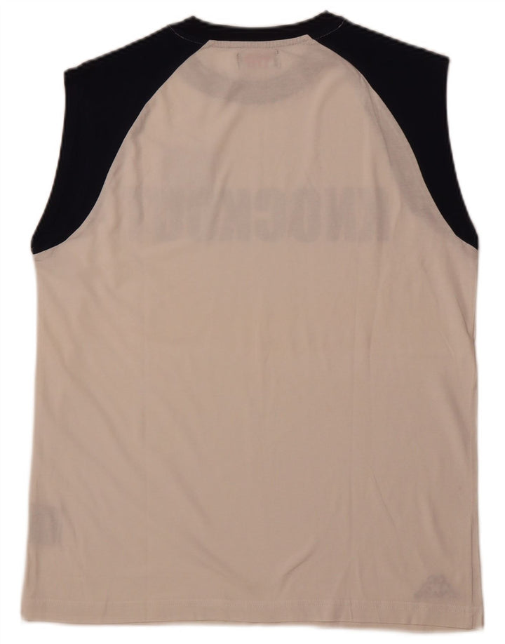 KAPPA Mens Graphic Vest Top Large White Colourblock Cotton