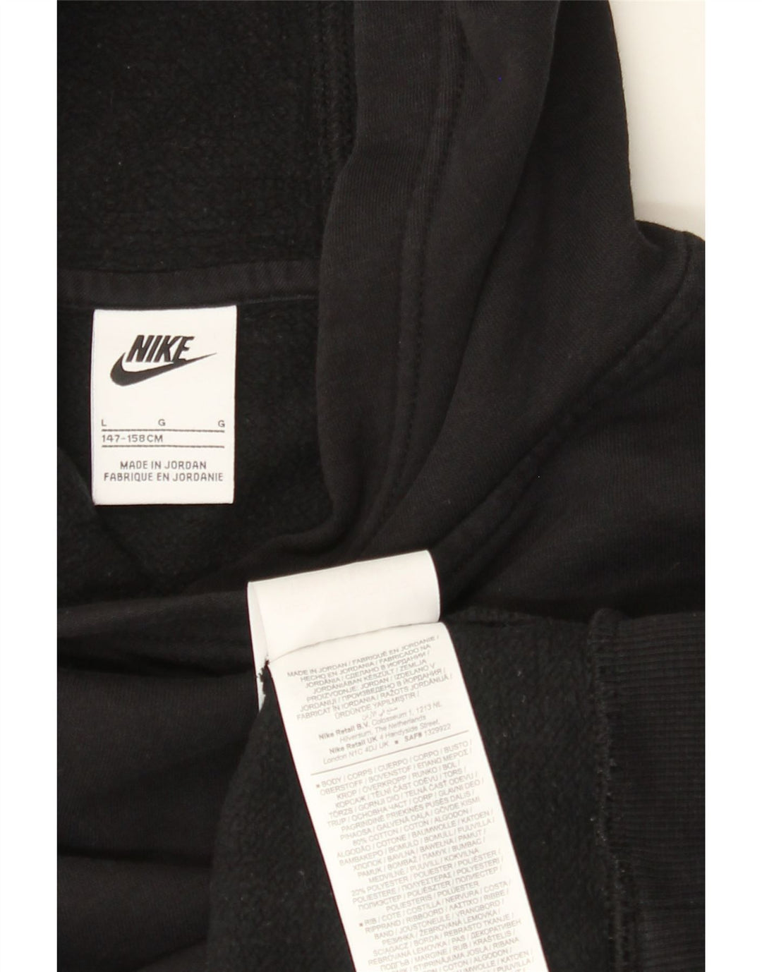NIKE Boys Hoodie Jumper 12-13 Years Large Black Cotton
