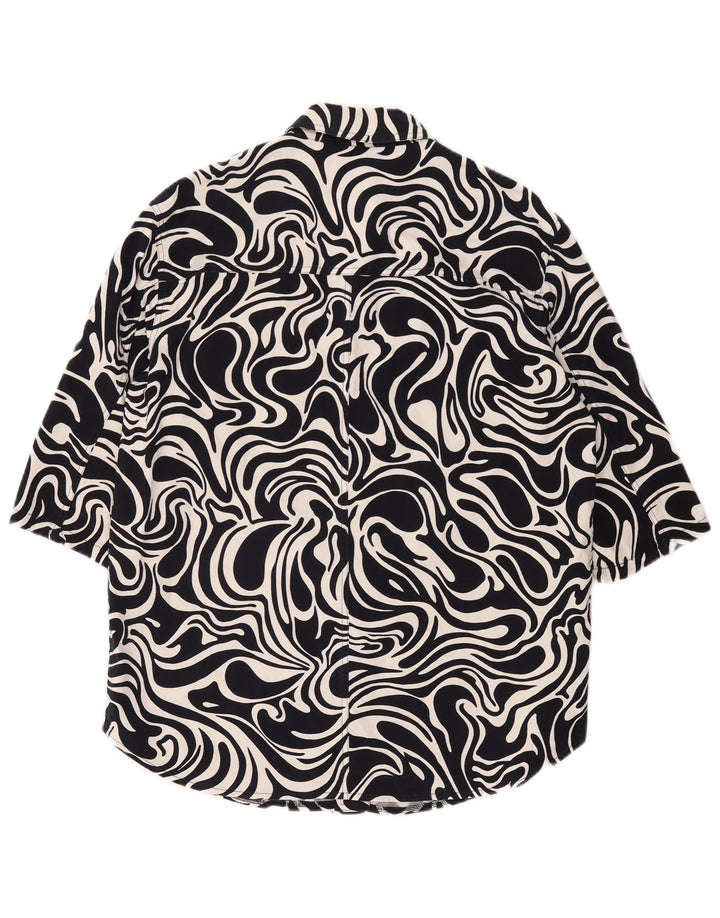 Laurel Womens Overshirt 1/2 Sleeve Shirt IT 42 Medium Navy Blue Geometric