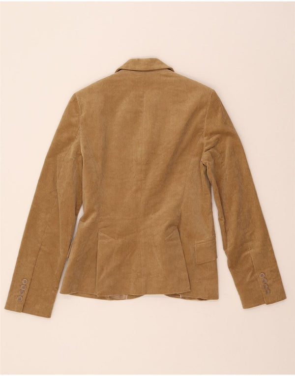ZARA Womens 2 Button Corduroy Blazer Jacket EU 38 Small Brown Cotton