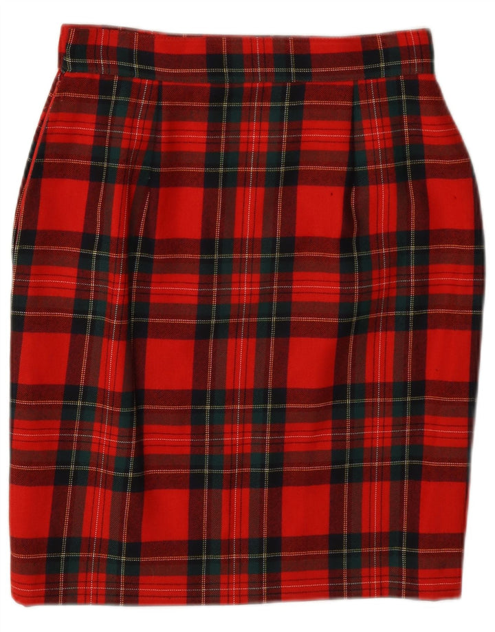 Vintage Womens Pencil Skirt W26 Small Red Plaid
