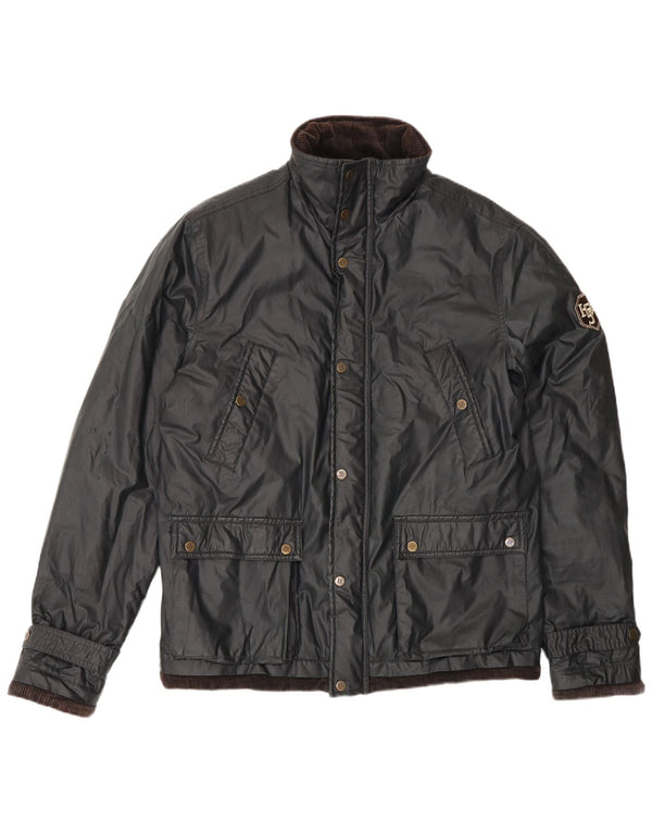 Harmont & Blaine Mens Waxed Cotton Jacket UK 40 Large Black Check Cotton