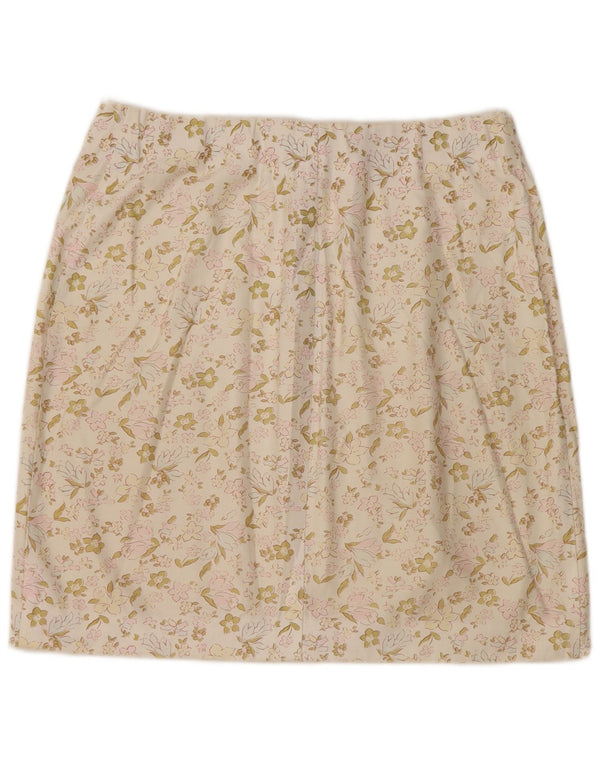 CACHAREL Womens Mini Skirt W30 Medium Off White Floral Cotton