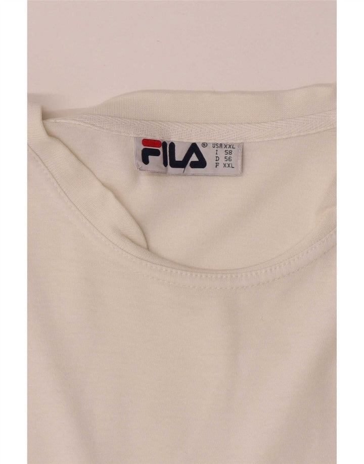 Fila Mens T-Shirt Top 2XL White Cotton