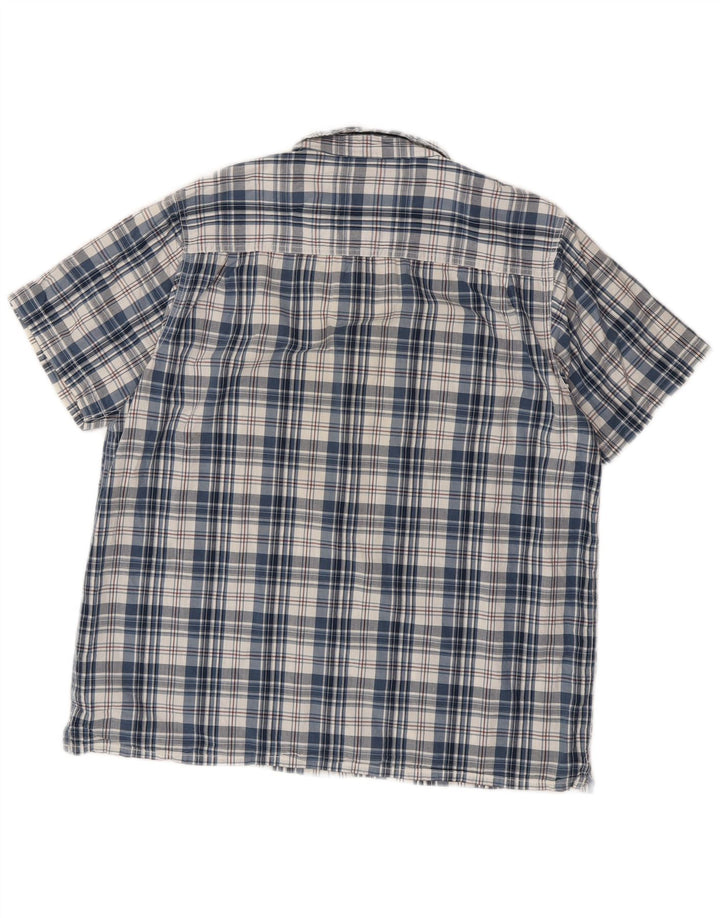 WEIRD FISH Mens Short Sleeve Shirt 2XL Blue Check Cotton