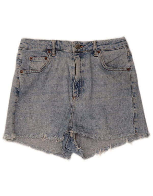 Topshop Womens Mom Distressed Denim Shorts UK 10 Small W28 Blue Cotton