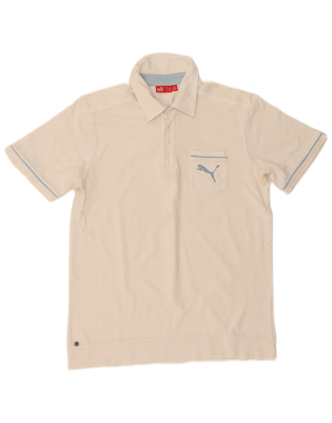 PUMA Mens Graphic Polo Shirt Medium Off White