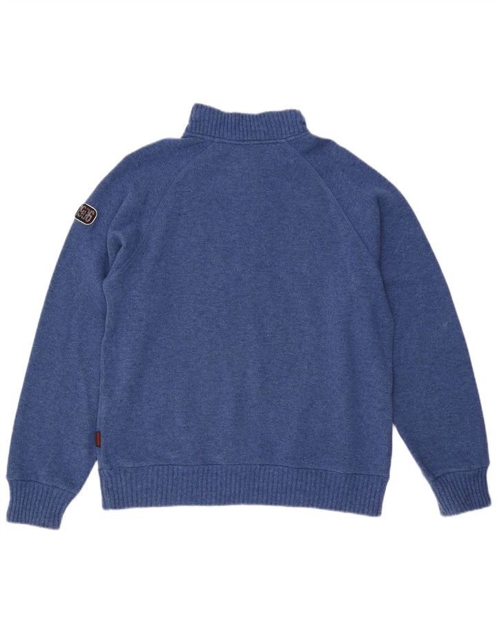 INVICTA Mens Zip Neck Jumper Sweater Large Blue Wool