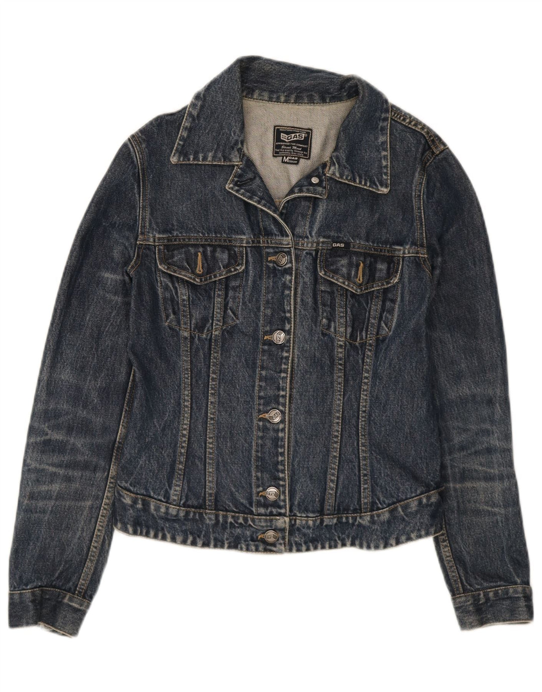 Gas Womens Denim Jacket UK 12 Medium Navy Blue Cotton