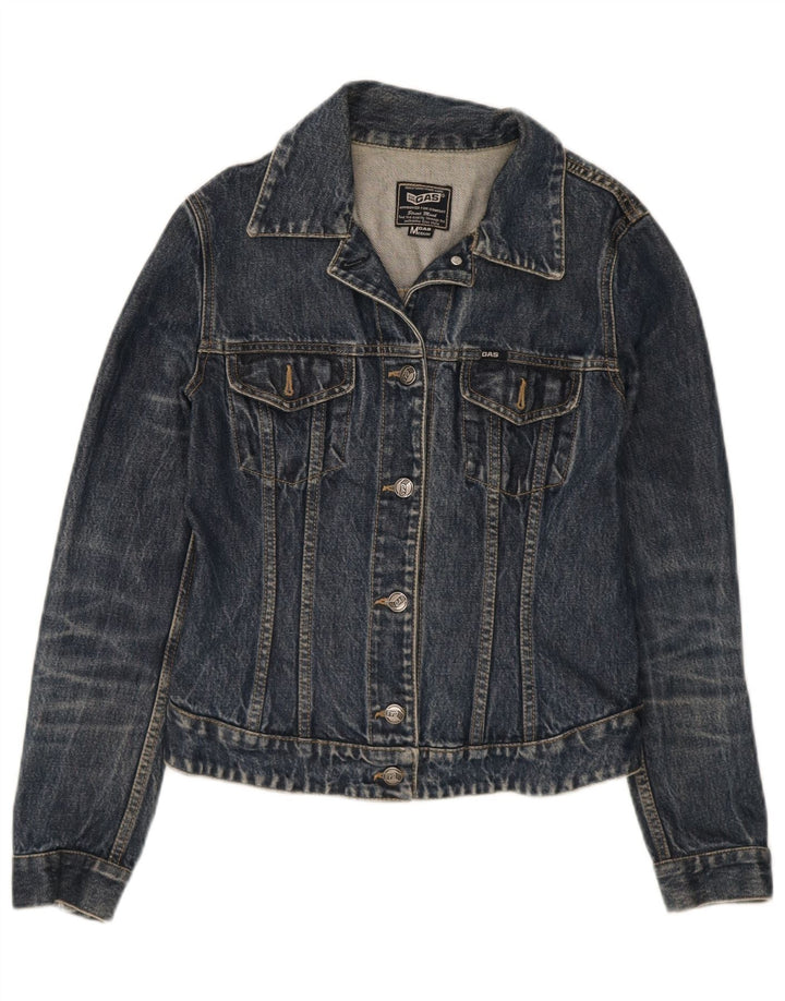 Gas Womens Denim Jacket UK 12 Medium Navy Blue Cotton