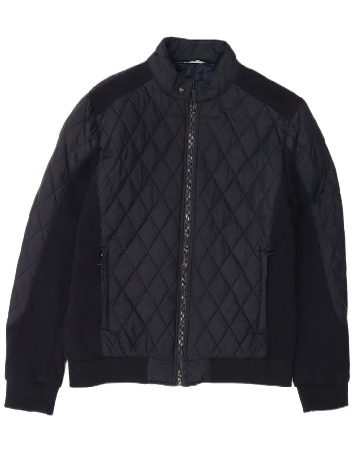 Zara Mens Quilted Jacket UK 42 XL Navy Blue Polyester