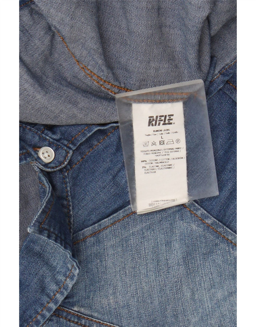 Rifle Mens Denim Shirt Large Blue Cotton