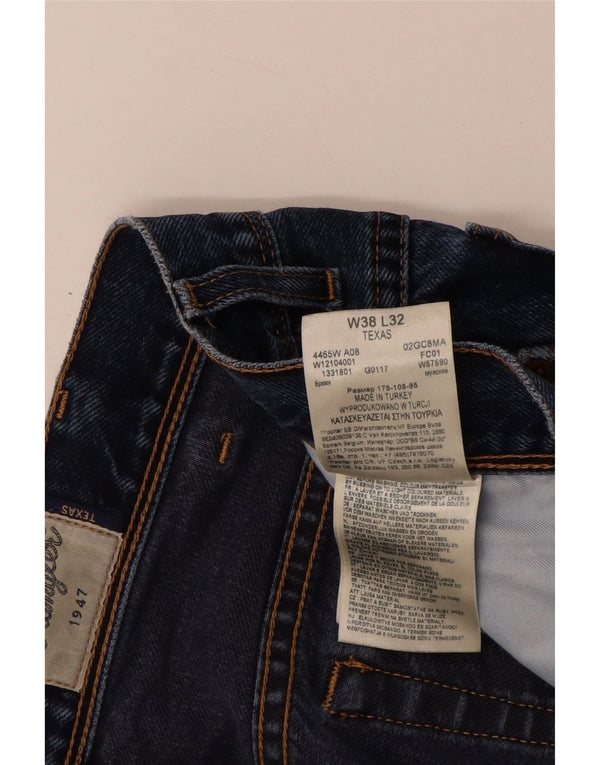 WRANGLER Mens Texas Straight Jeans W38 L32 Blue Cotton
