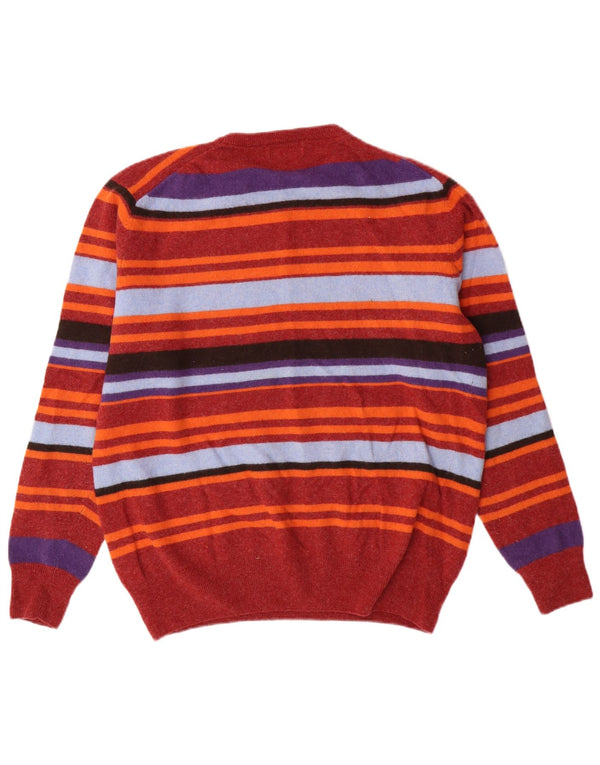 Kappa Boys Crew Neck Jumper Sweater 13-14 Years XL Burgundy Striped Wool
