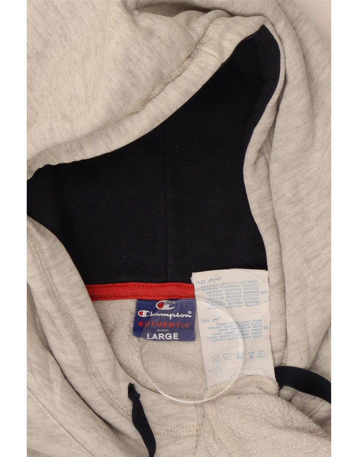 CHAMPION Womens Graphic Hoodie Jumper Large Grey Cotton