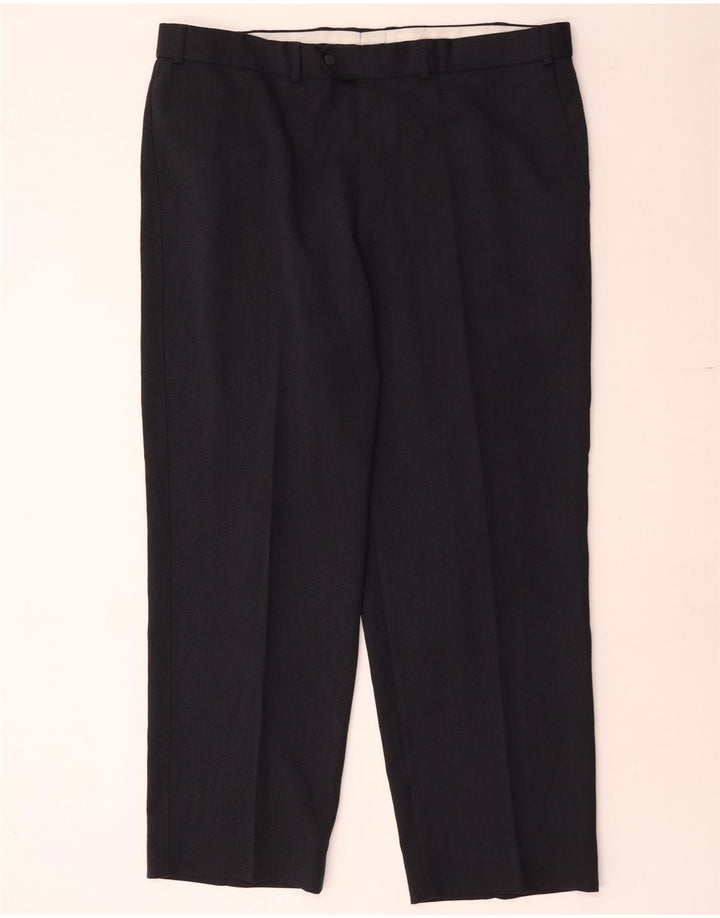 Marks & Spencer Mens Straight Suit Trousers W40 L29 Navy Blue Polyester