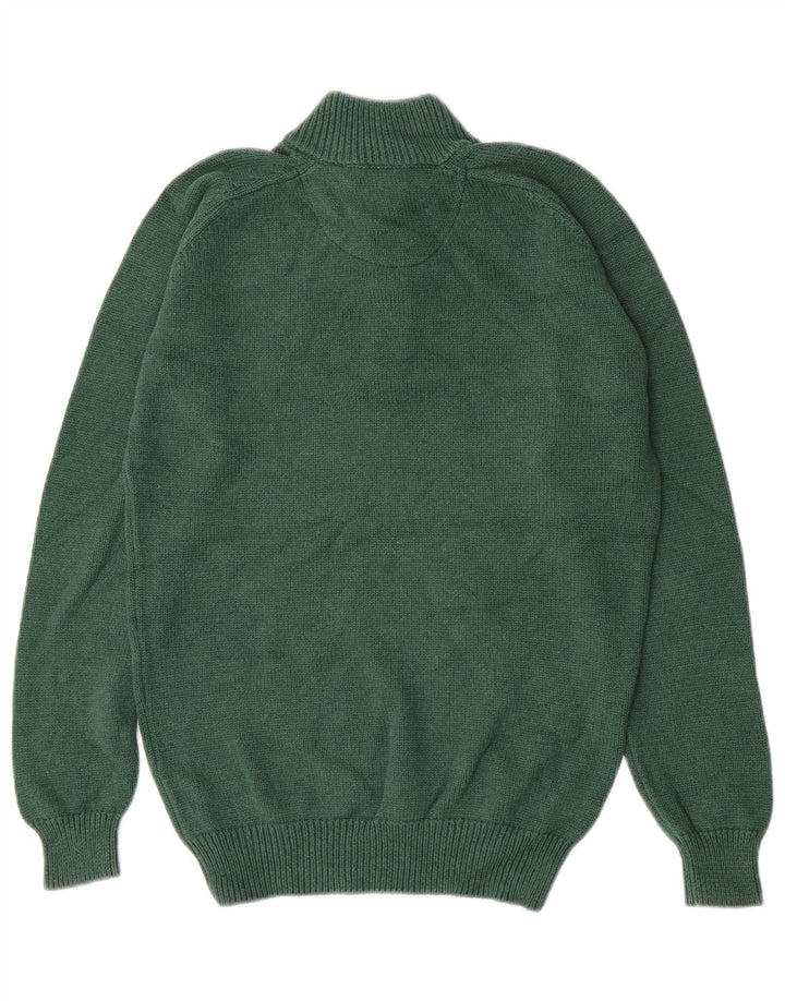 Massimo Dutti Mens Button Neck Jumper Sweater Large Green Cotton